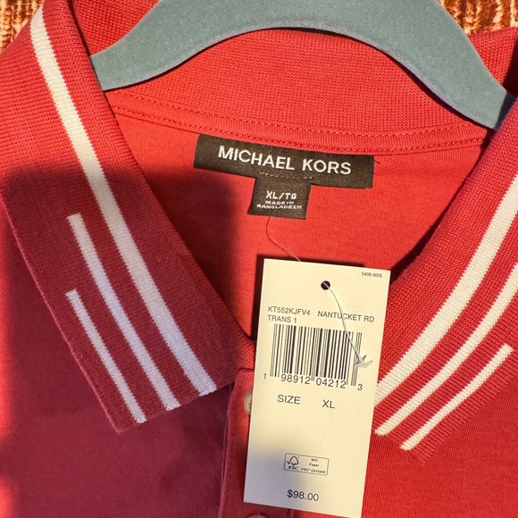 Michael Kors Red Polo Shirt with White Trim - Picture 4 of 7